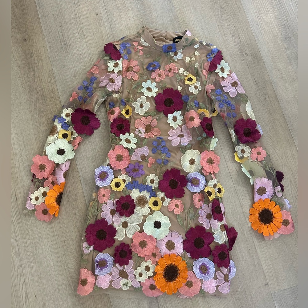 Floral Embroidered Mesh Dress